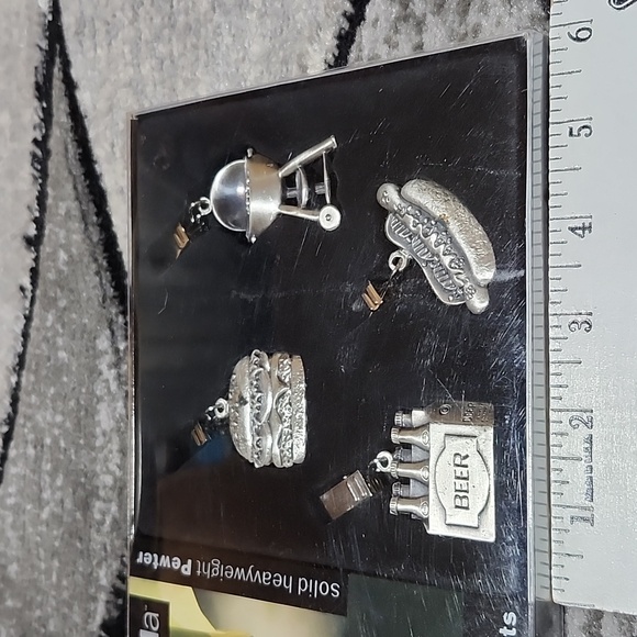 METALLA PEWTER DECORATIVE BAR-B-Q  SET-OF-4 TABLECLOTH WEIGHT CLIPS - Picture 8 of 11